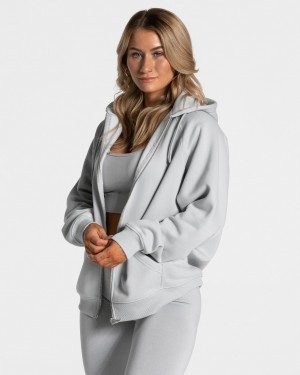 Teveo Statement Oversized Mont Kadın Açık Gri | 6493-LOHVE