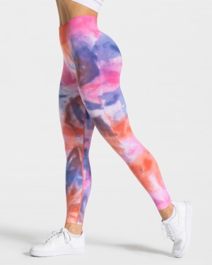 Teveo Tie Dye Scrunch Tayt Kadın Renkli | 4537-REKIC