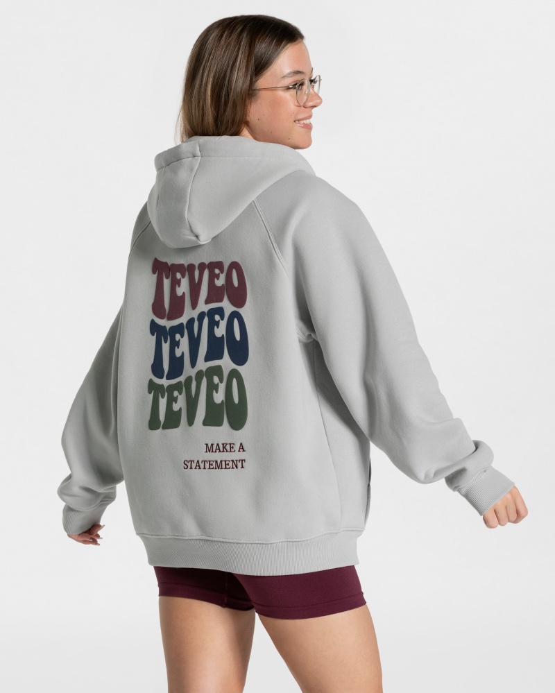 Teveo Candy Oversized Mont Kadın Açık Gri | 6394-CINKM