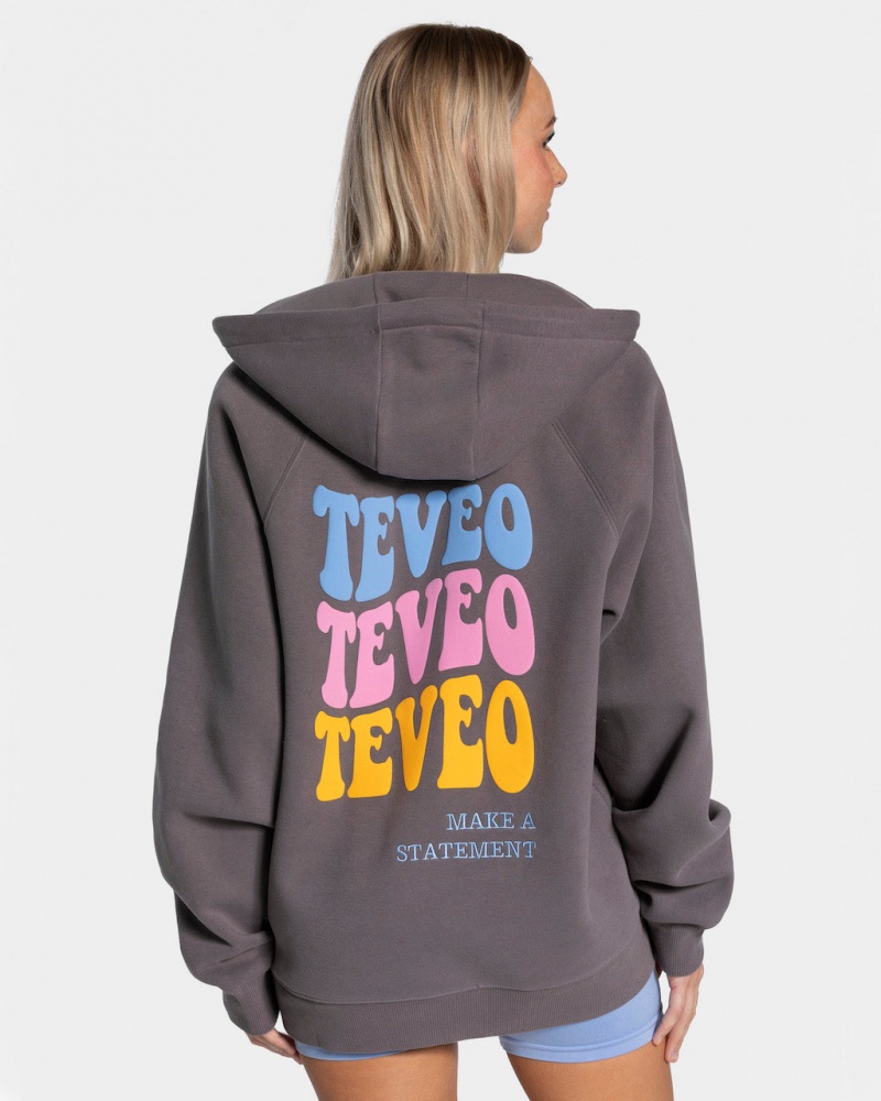 Teveo Candy Oversized Mont Kadın Koyu Gri | 4026-XSOZJ