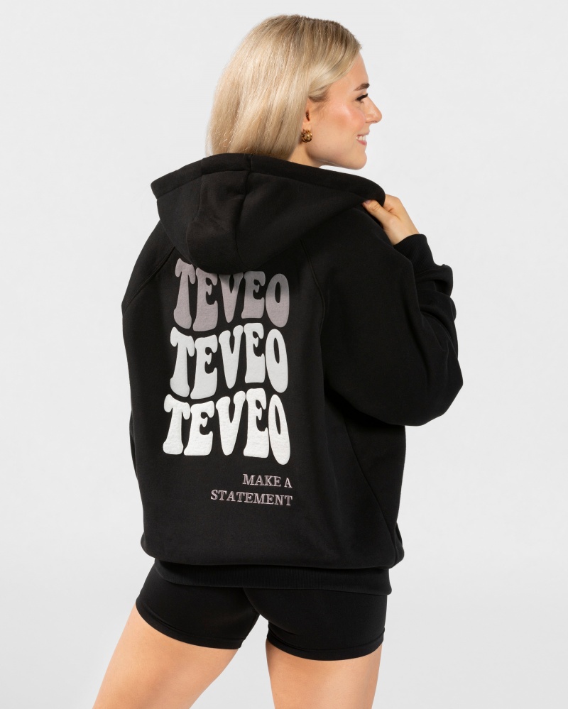 Teveo Candy Oversized Mont Kadın Siyah | 4687-QDYZG