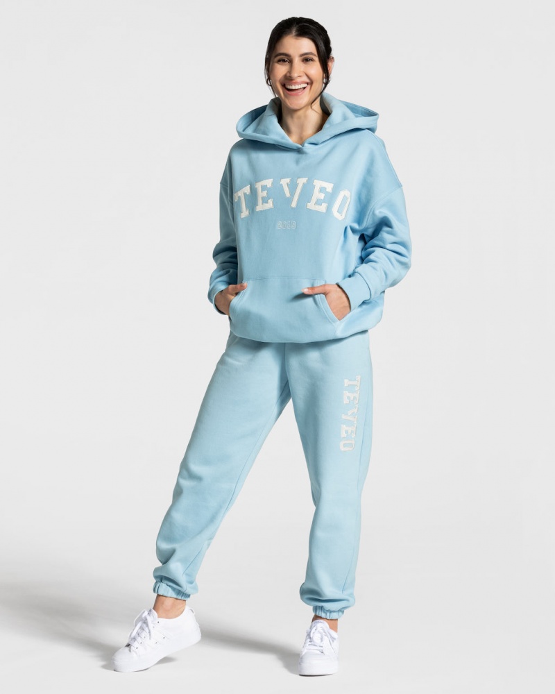 Teveo College Oversized Jogger Pantolon Kadın Mavi | 3924-LXKSW