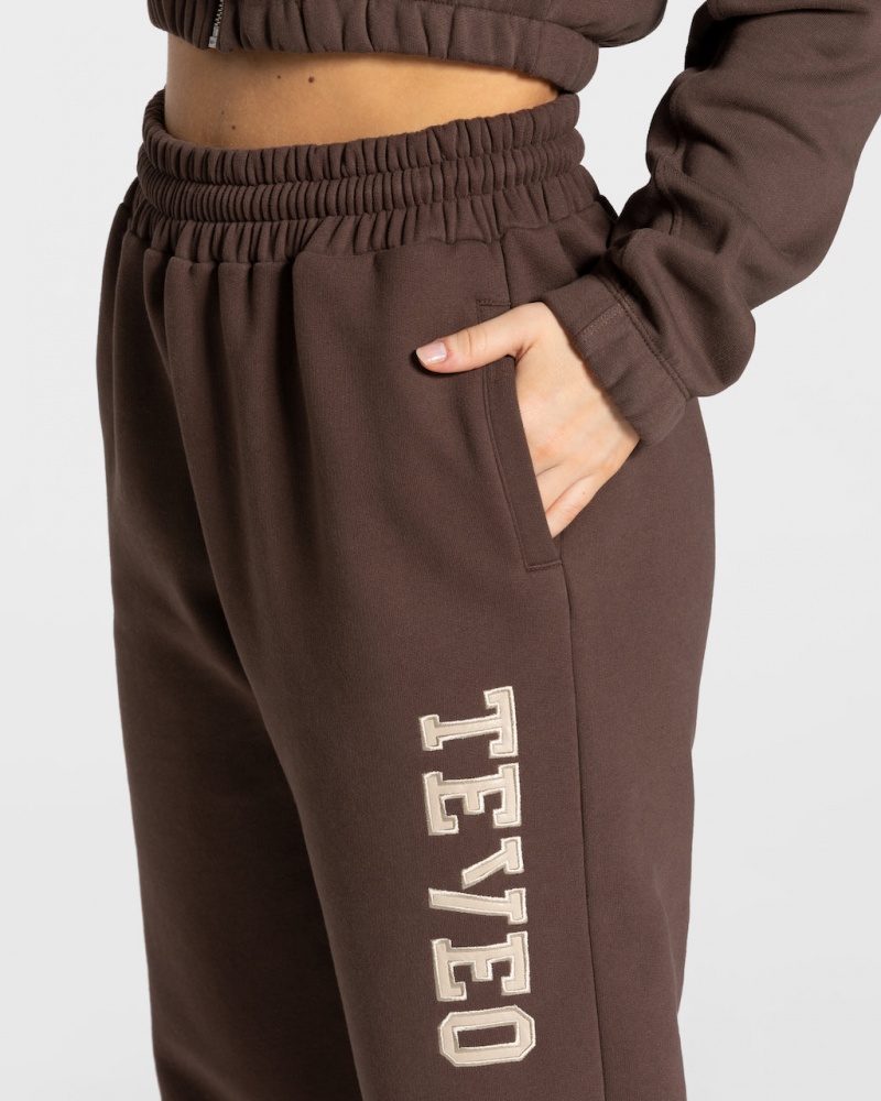 Teveo College Oversized Jogger Pantolon Kadın Koyu Kahverengi | 8726-RNKXC