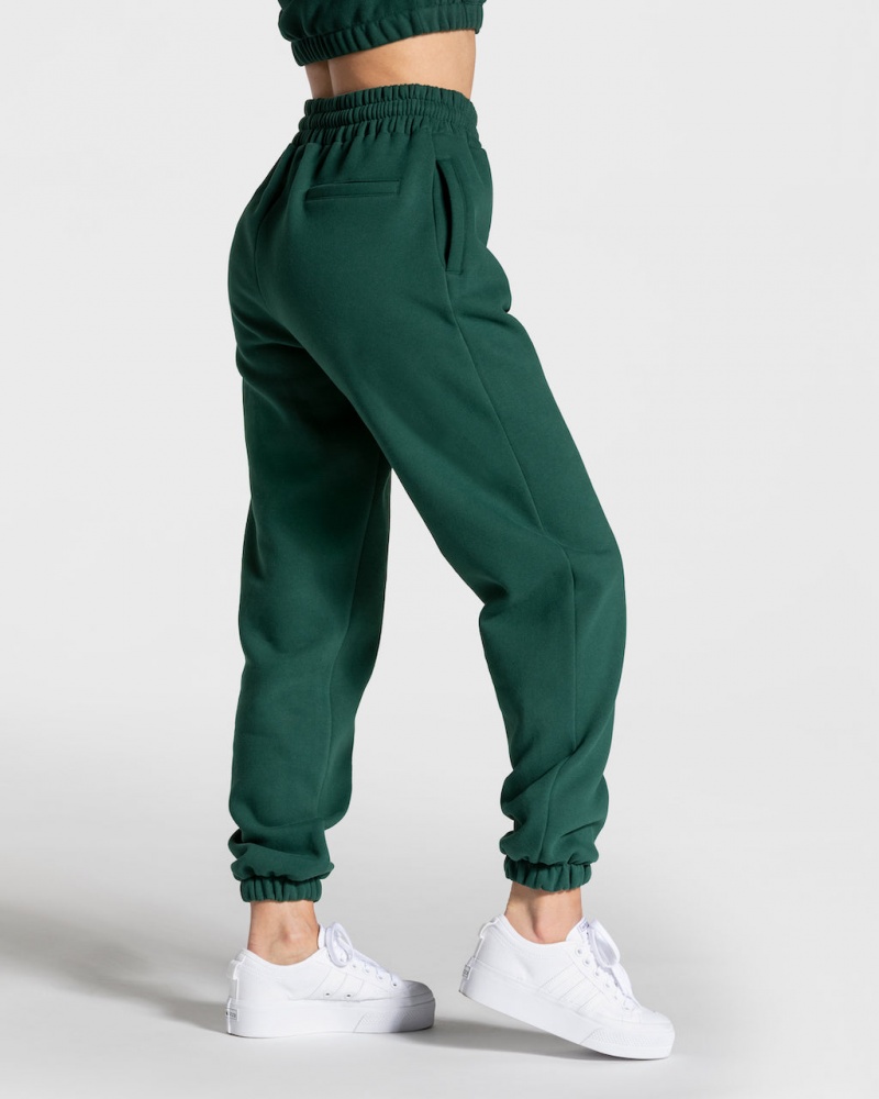 Teveo College Oversized Jogger Pantolon Kadın Koyu Yeşil | 3916-ATJIU