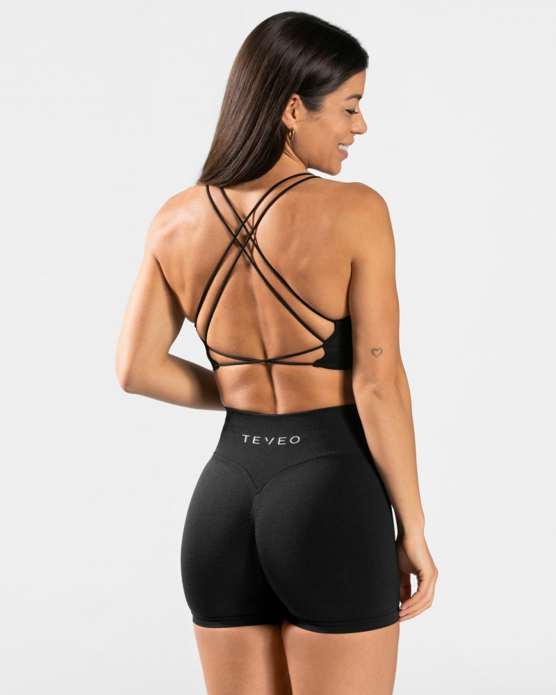 Teveo Everyday Backless Üstler Kadın Siyah | 6824-JWPHR