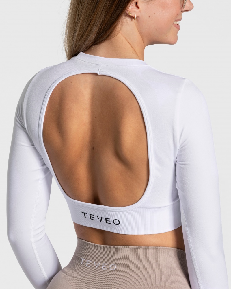 Teveo Everyday Cut Out Longsleeve Üstler Kadın Beyaz | 5649-LAHGX