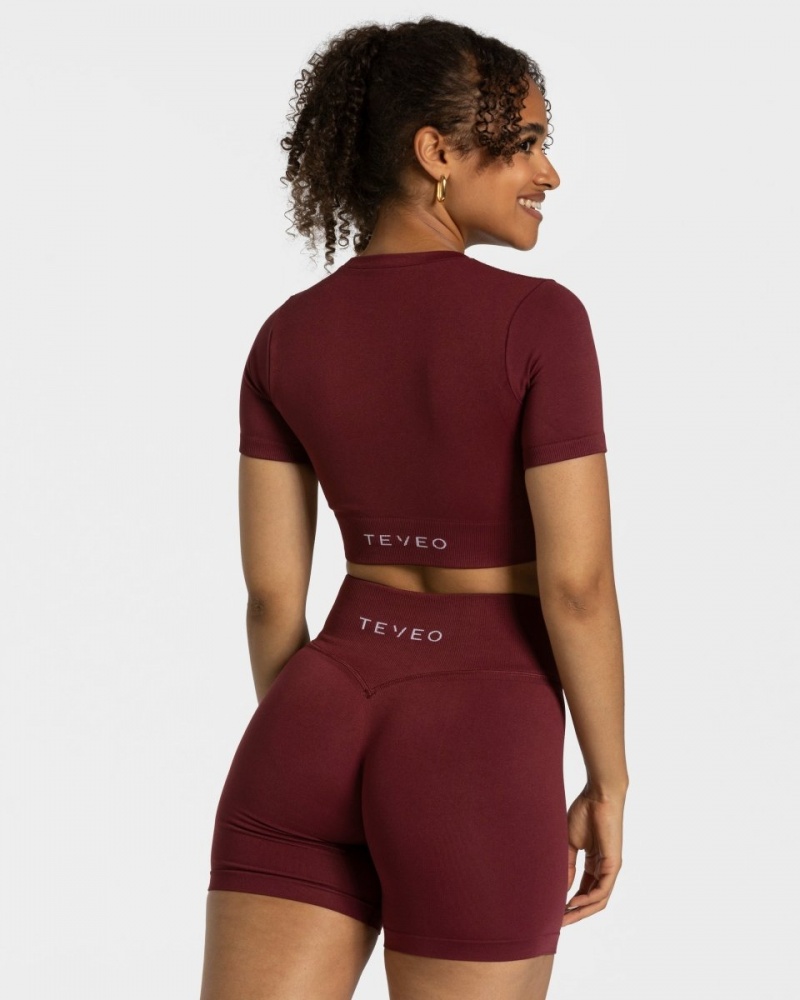 Teveo Sensation Crop Üstler Kadın Bordo | 7164-HBIVC