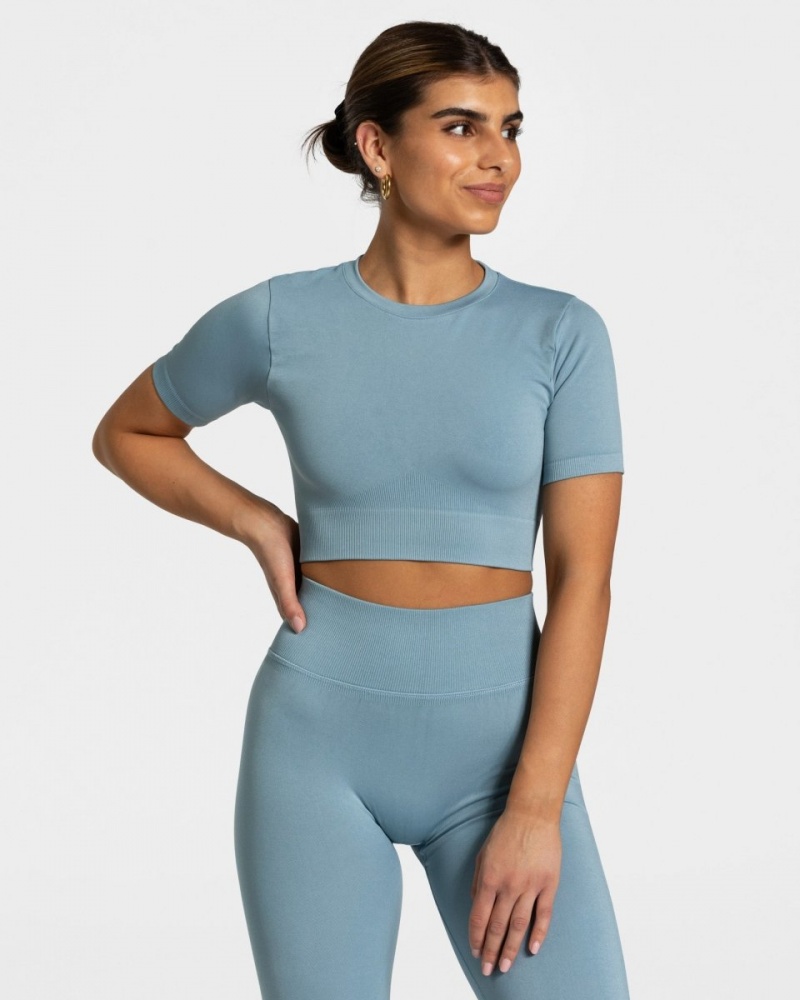 Teveo Sensation Crop Üstler Kadın Gri Mavi | 7910-UQNYC