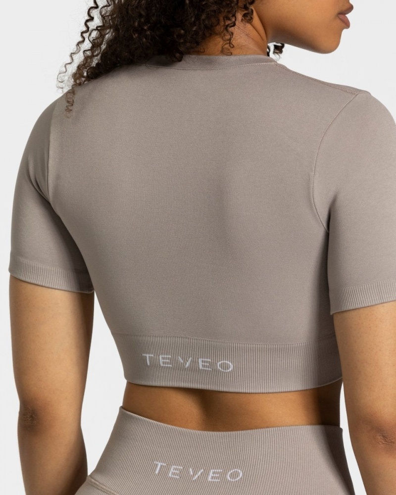 Teveo Sensation Crop Üstler Kadın Gri | 1062-UKZYH