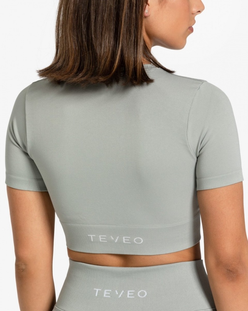 Teveo Sensation Crop Üstler Kadın Gri | 9208-NZQVJ