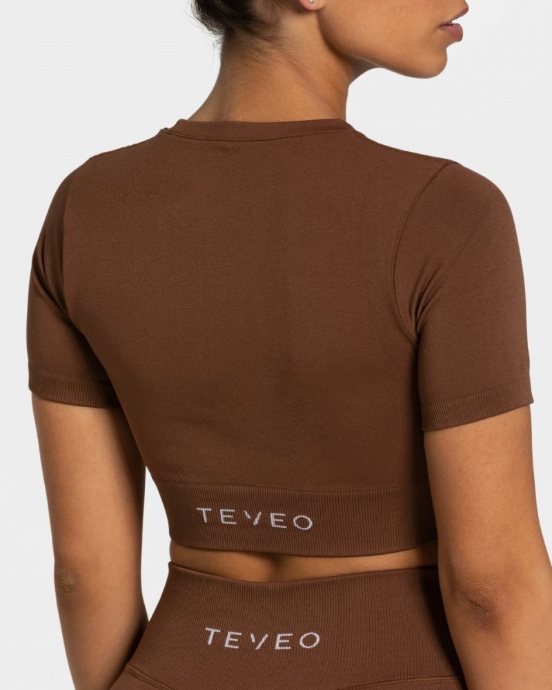 Teveo Sensation Crop Üstler Kadın Kahverengi | 9684-WSQIX