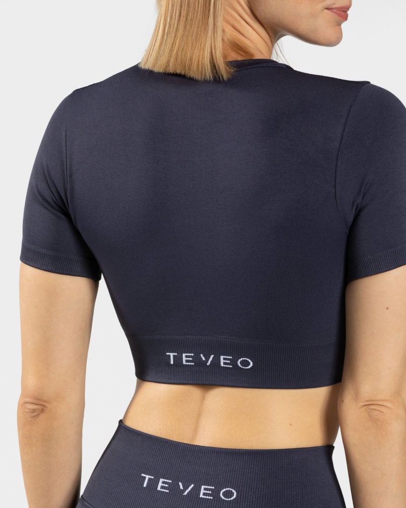 Teveo Sensation Crop Üstler Kadın Koyu Mavi | 1895-SFODA