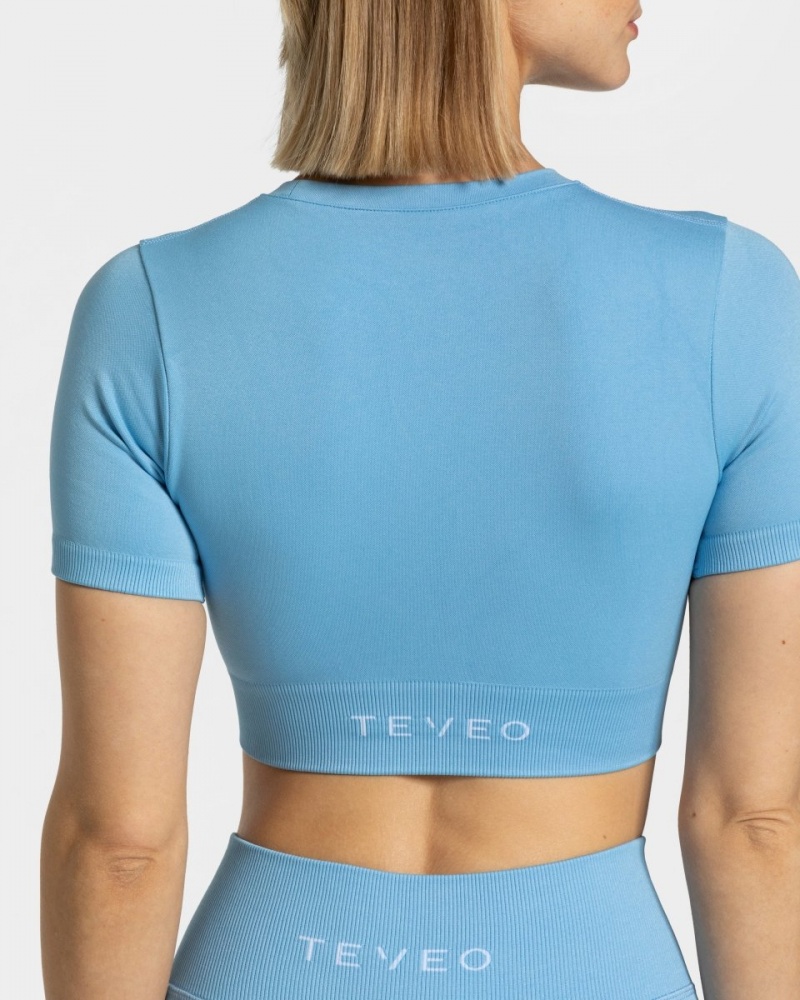 Teveo Sensation Crop Üstler Kadın Mavi | 7629-YMGXB