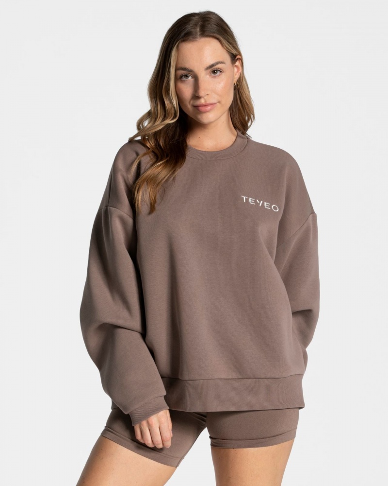 Teveo Signature Oversized Kazak Kadın Bej Rengi | 6913-AMZLX