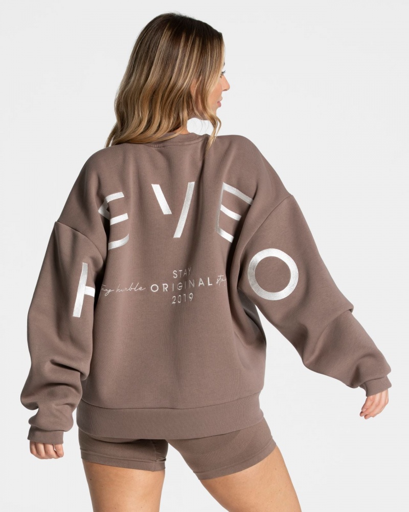 Teveo Signature Oversized Kazak Kadın Bej Rengi | 6913-AMZLX