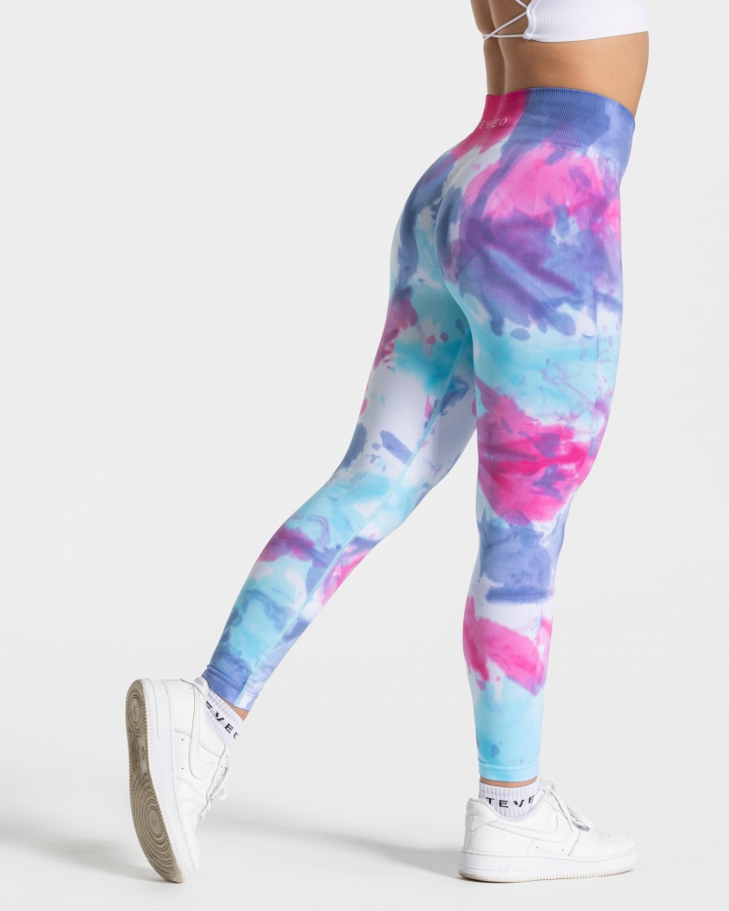 Teveo Tie Dye Scrunch Tayt Kadın Renkli | 6983-WETFJ